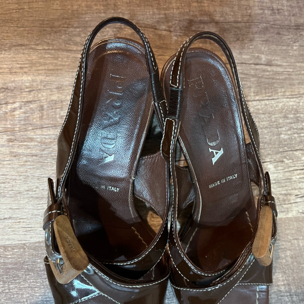 Prada Sandal Brown Spazzolato Leather Crisscross Slingback size 34 - Picture 5 of 10